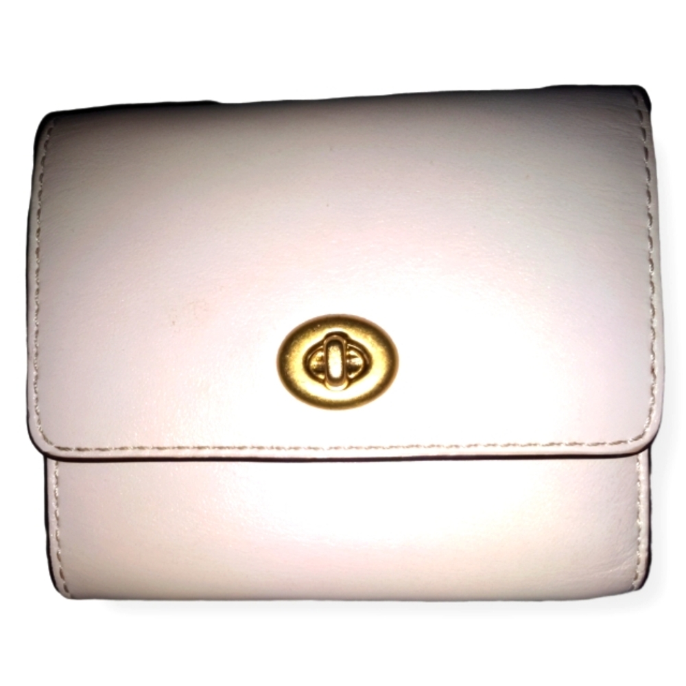Coach Tan Leather Tri-Fold Key Card Holder